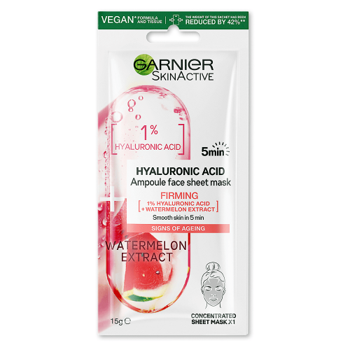 Garnier Ampoule Tissue Face Mask – Watermelon And 1% Hyaluronic Acid 15g