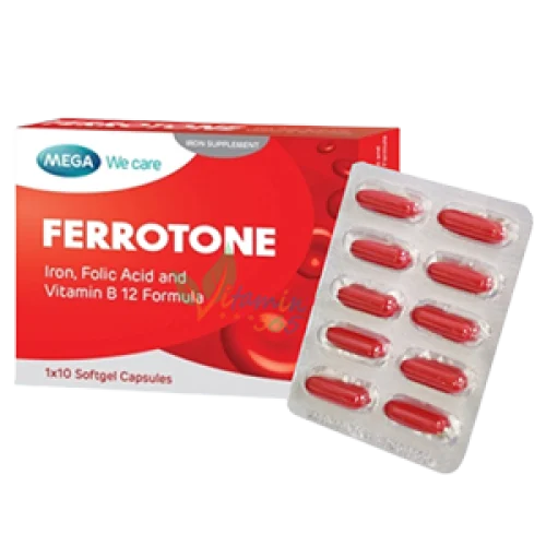 Ferrous fumarate, Folic acid,Vitamin B12 FERROTONE Capsules 30’s